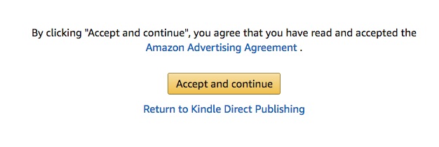 Amazon Advertising Agreement Accept & Continue