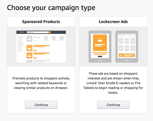 Amazon choose your campaign type