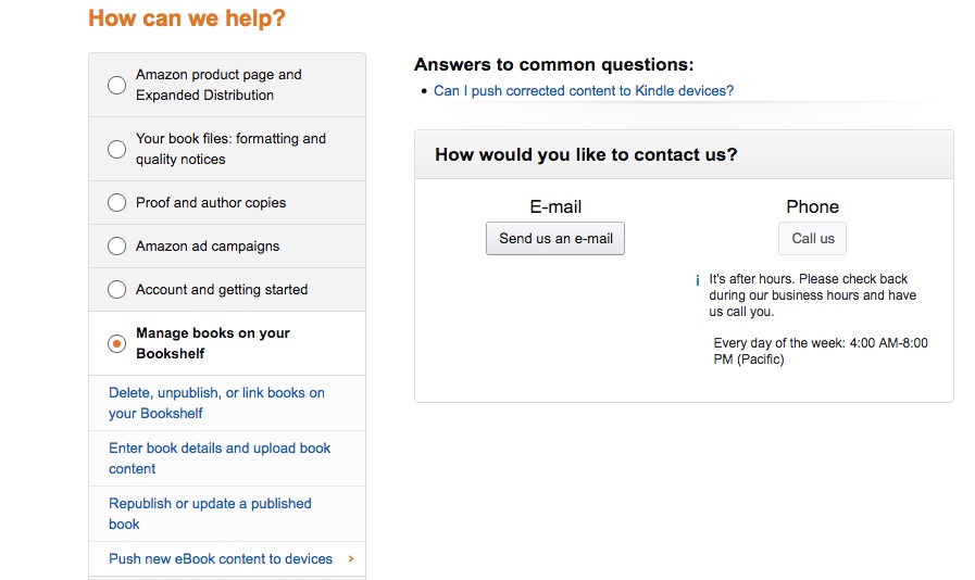 KDP Contact - options