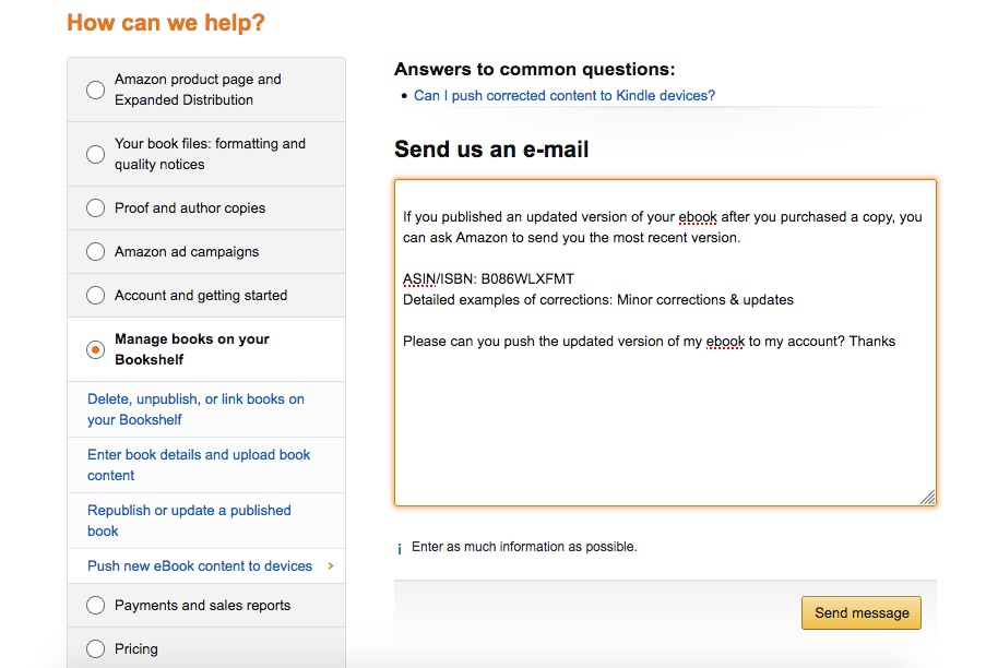 Email to KDP