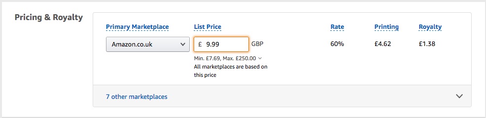 KDP Paperback Pricing & Royalty