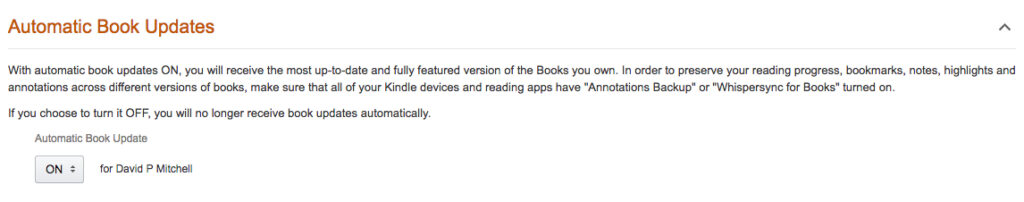 Amazon Automatic Book Updates