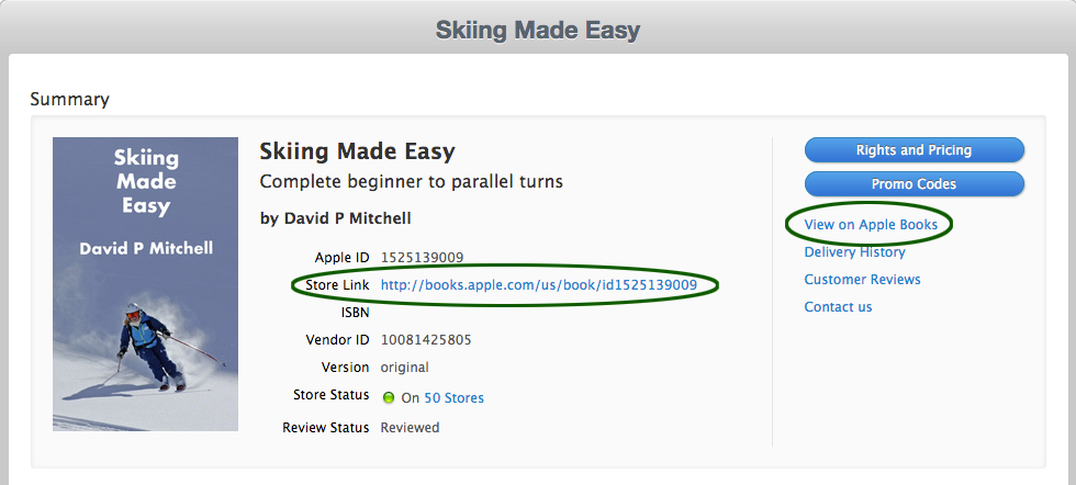 Ways to view book on Apple Books Store via iTunes Connect Summary